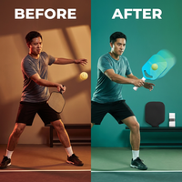 Pickleball Paddle with Aero Throat, T700 Carbon Fiber Surface and Honeycomb Core, Professional Pickleball Paddle — Before & After